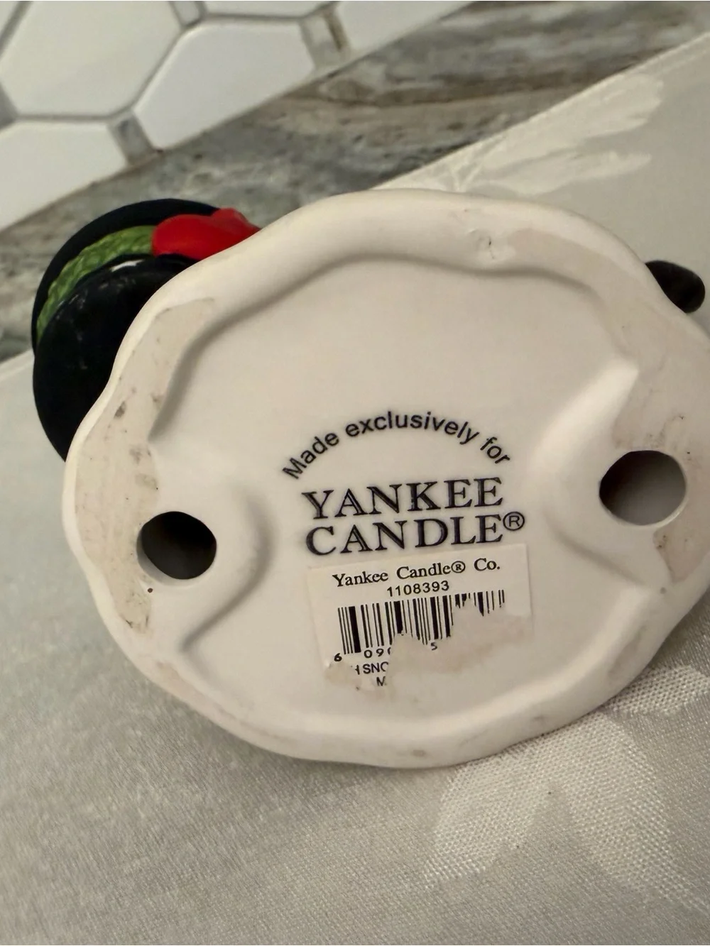 Yankee Candle Snowman Tea Light Holder - Red, White & Black